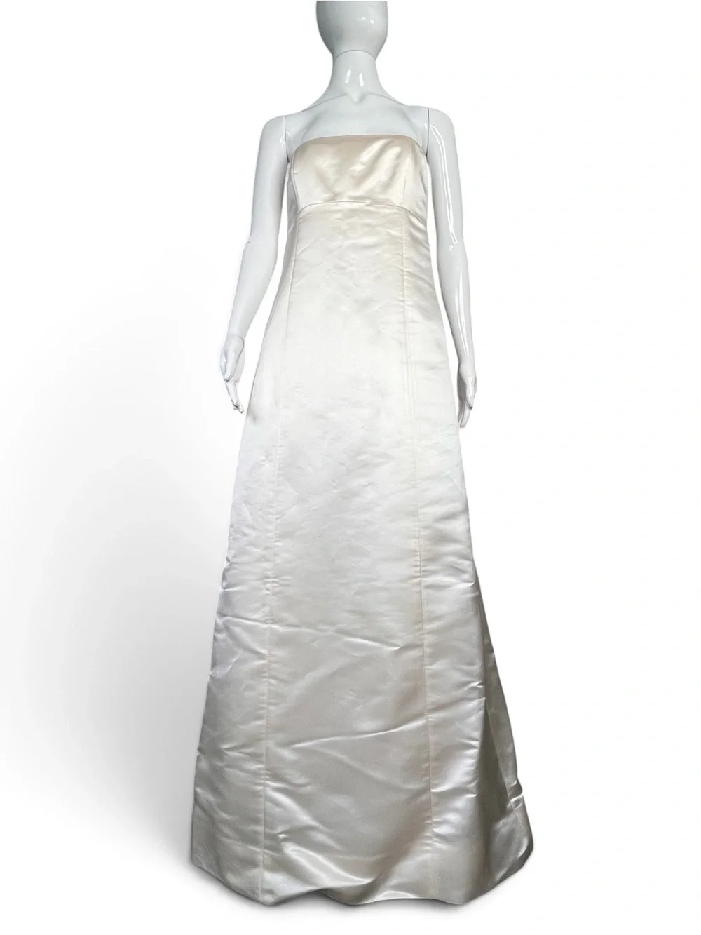 J.CREW Vivian Strapless Ivory 100% Silk Satin Wedding Bridal Gown Size 10